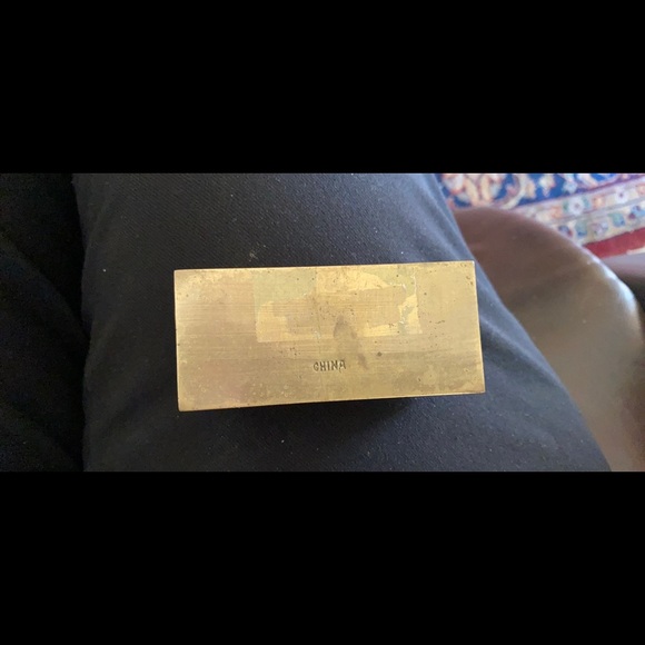 Antique Chinese Miniature Brass Stamp Box 3.5”Wide - Picture 5 of 5